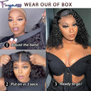 Fayniss Water Wave Bob Wig Natural Human Hair Lace Wig