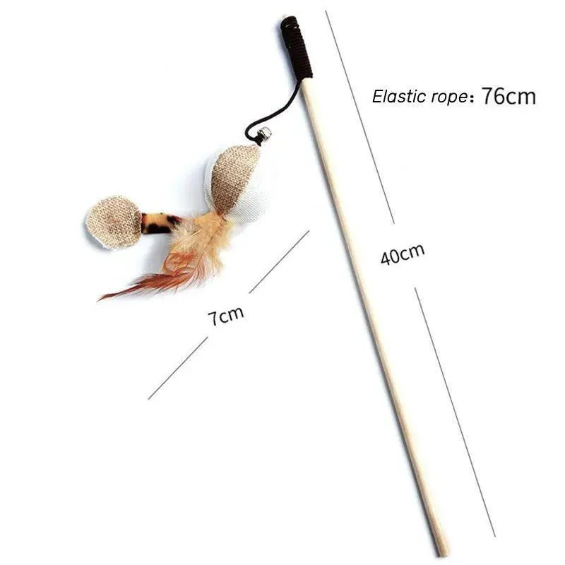 Feather Cat Wand Toy Colorful Interactive Stick Fun