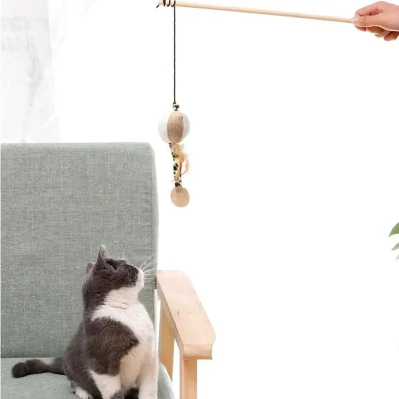 Feather Cat Wand Toy Colorful Interactive Stick Fun