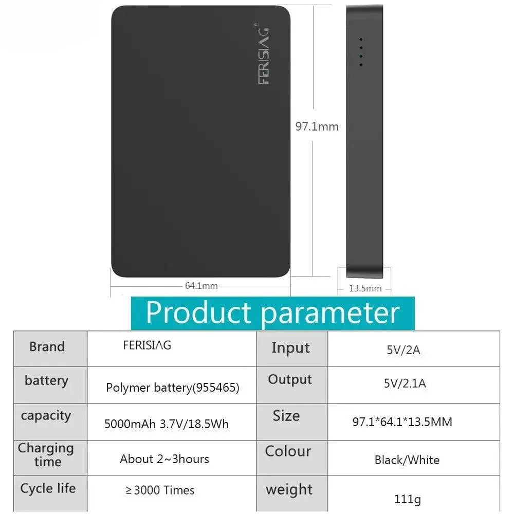 Ferising 5000mAh Ultra Slim Power Bank Type C Fast Charging
