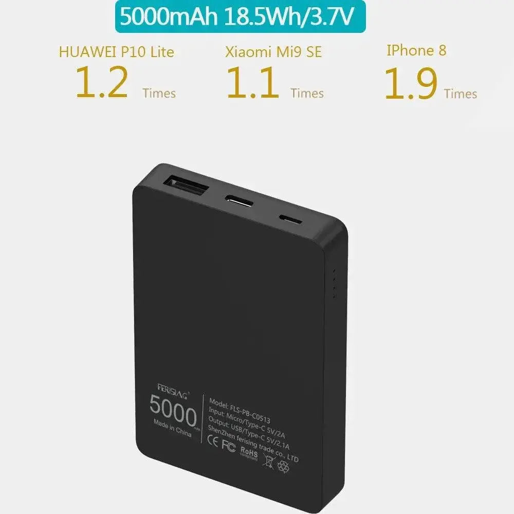 Ferising 5000mAh Ultra Slim Power Bank Type C Fast Charging