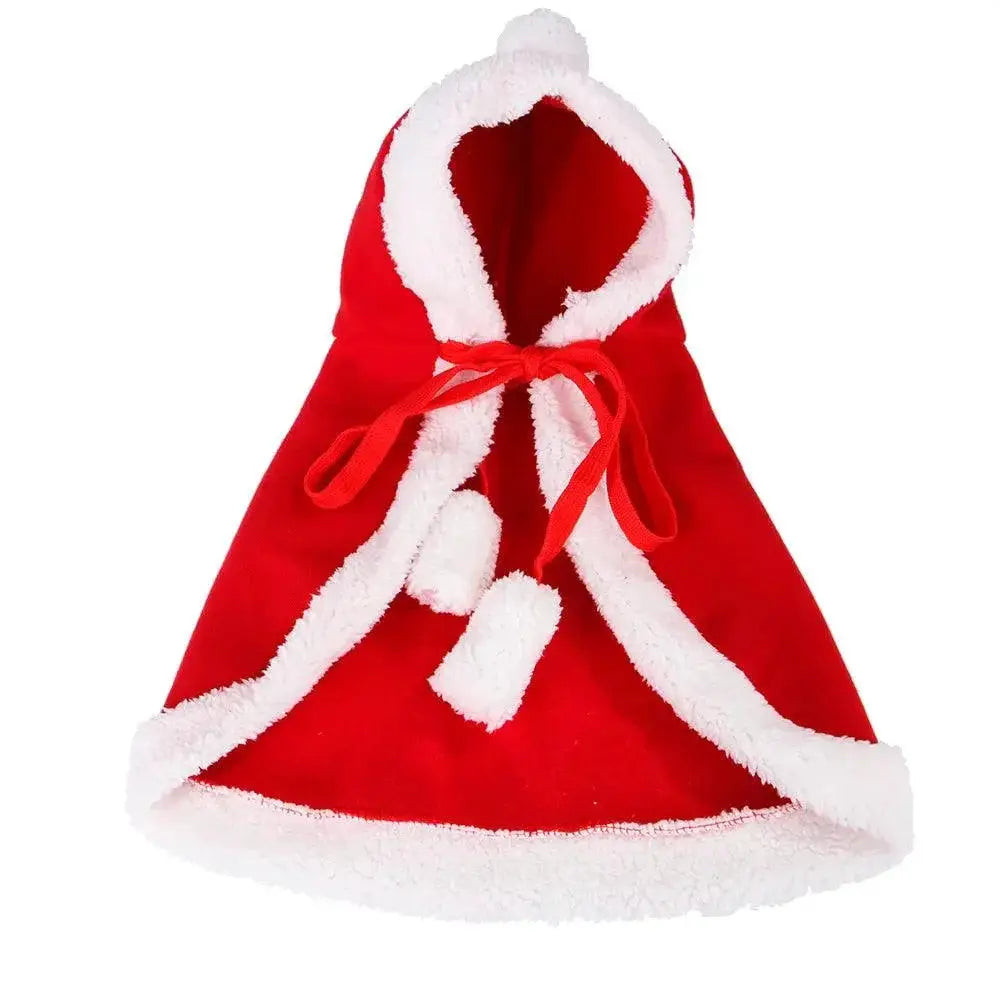 Festive Santa Outfit for Pets with Cloak and Scarf