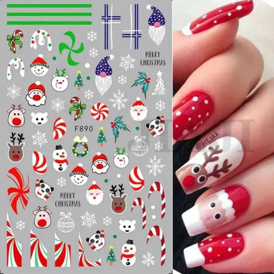 Festive Santa And Snowman Nail Art Stickers For Manicures