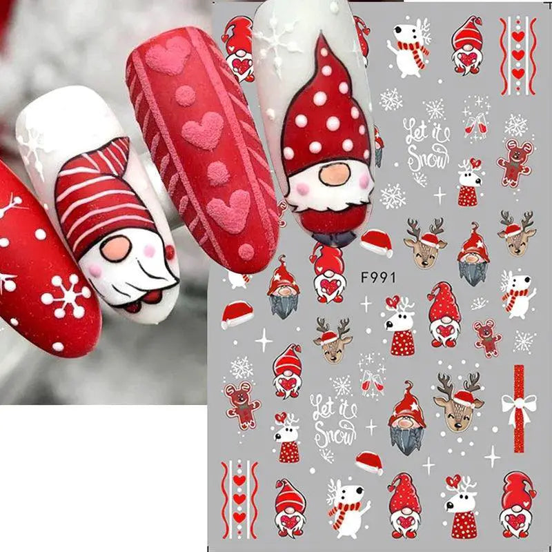 Festive Santa And Snowman Nail Art Stickers For Manicures