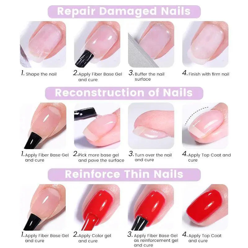 Fiber Repair Base Gel Strengthen Nails With Quick Cure