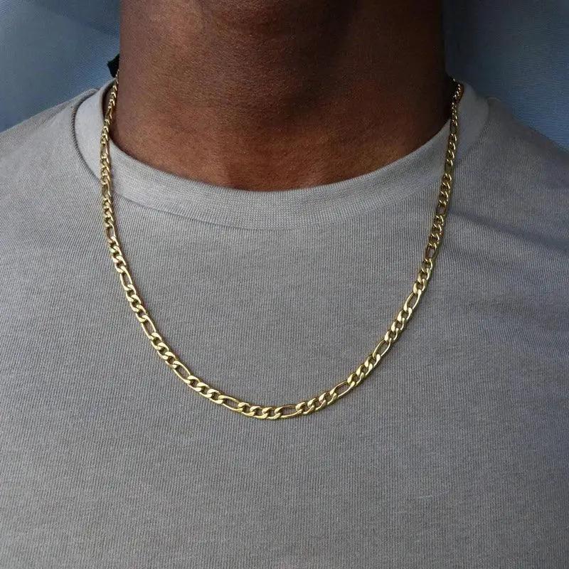Figaro Chain Necklace Silver Stainless Steel Hip Hop Jewelry