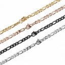 Figaro Chain Necklace Punk Silver Stainless Steel Hip Hop Jewelry