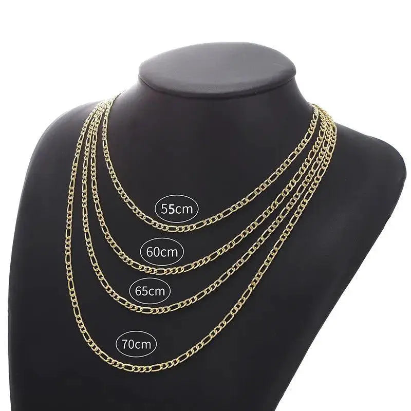 Figaro Chain Necklace Silver Stainless Steel Hip Hop Jewelry