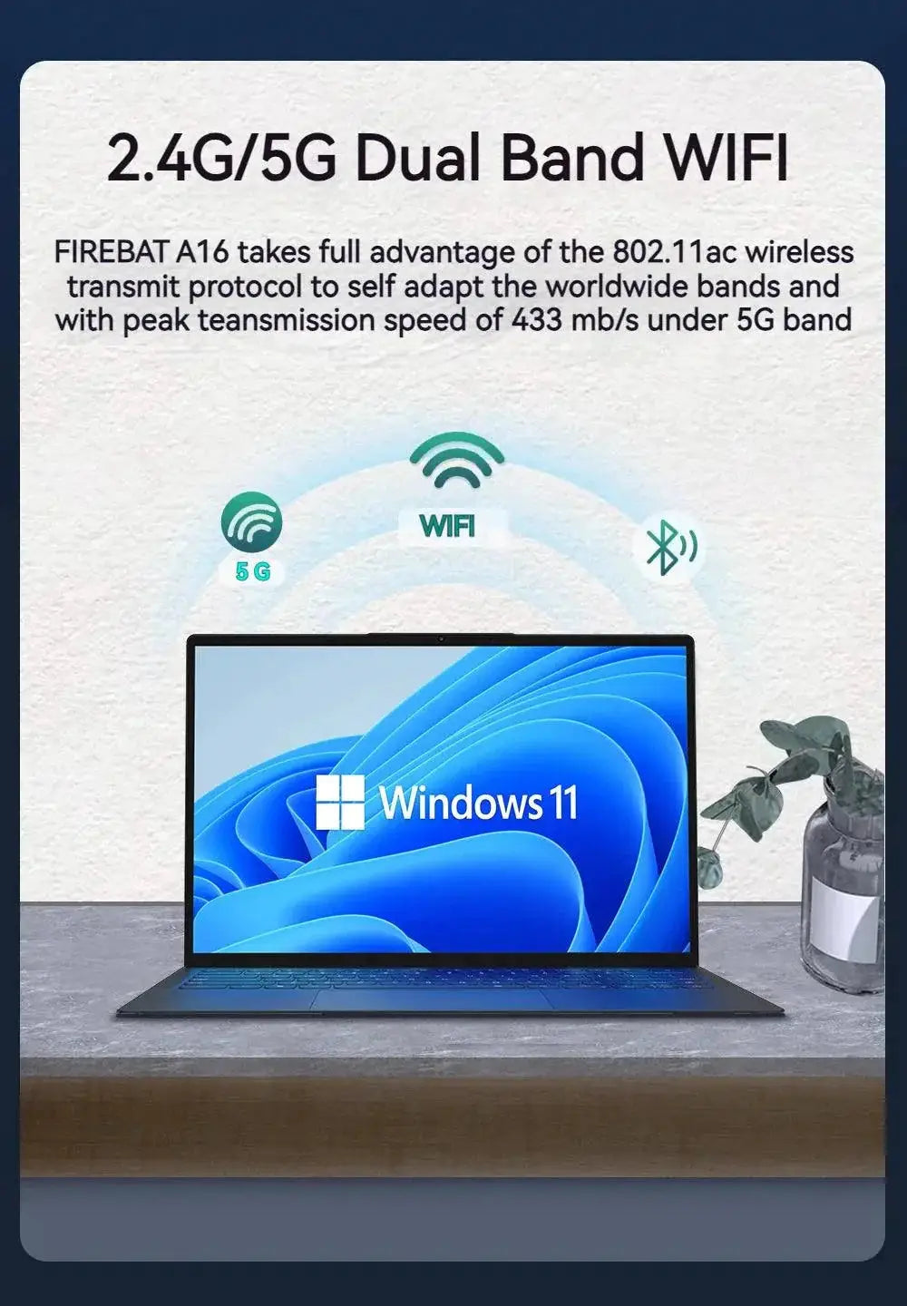FIREBAT A16 16 Inch Ultra Slim Laptop With 16GB RAM 1TB