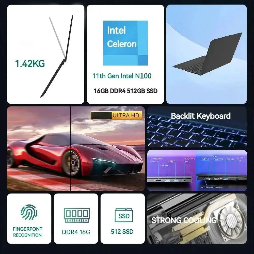 FIREBAT A16 16 Inch Ultra Slim Laptop With 16GB RAM 1TB