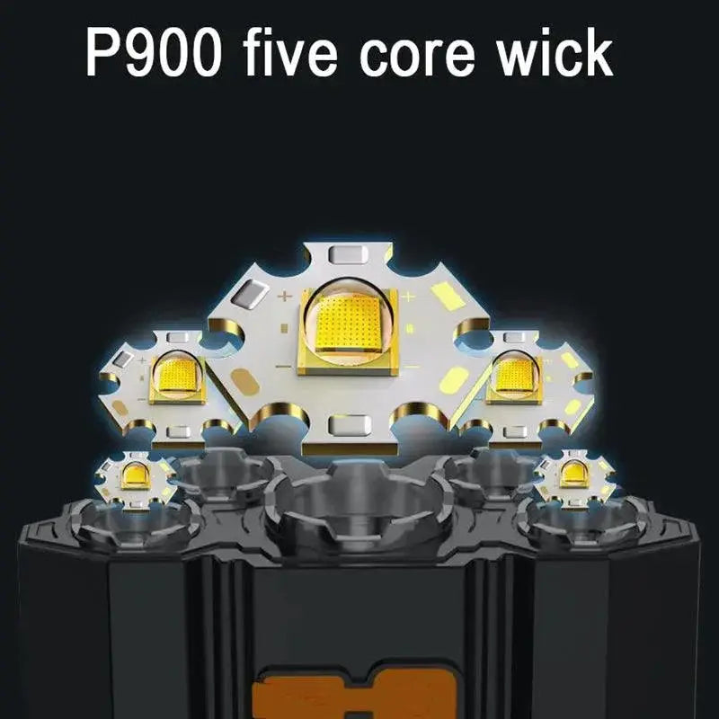 Five Head Headlamp For Outdoor Adventures With LED Lights