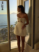 Floral Backless Mini Dress Elegant Clubwear for Women