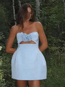 Floral Backless Mini Dress Elegant Clubwear for Women