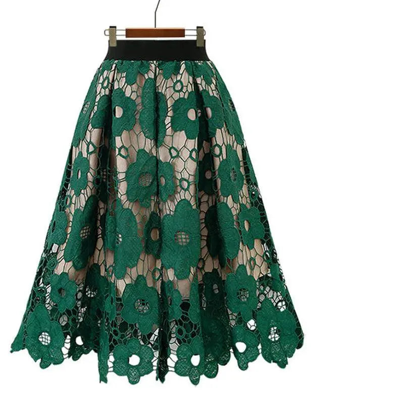 Floral Embroidered Black Skirt Elegant Women's Fashion Piece