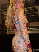 Floral Embroidered Lace Long Dress Spring Party Elegance