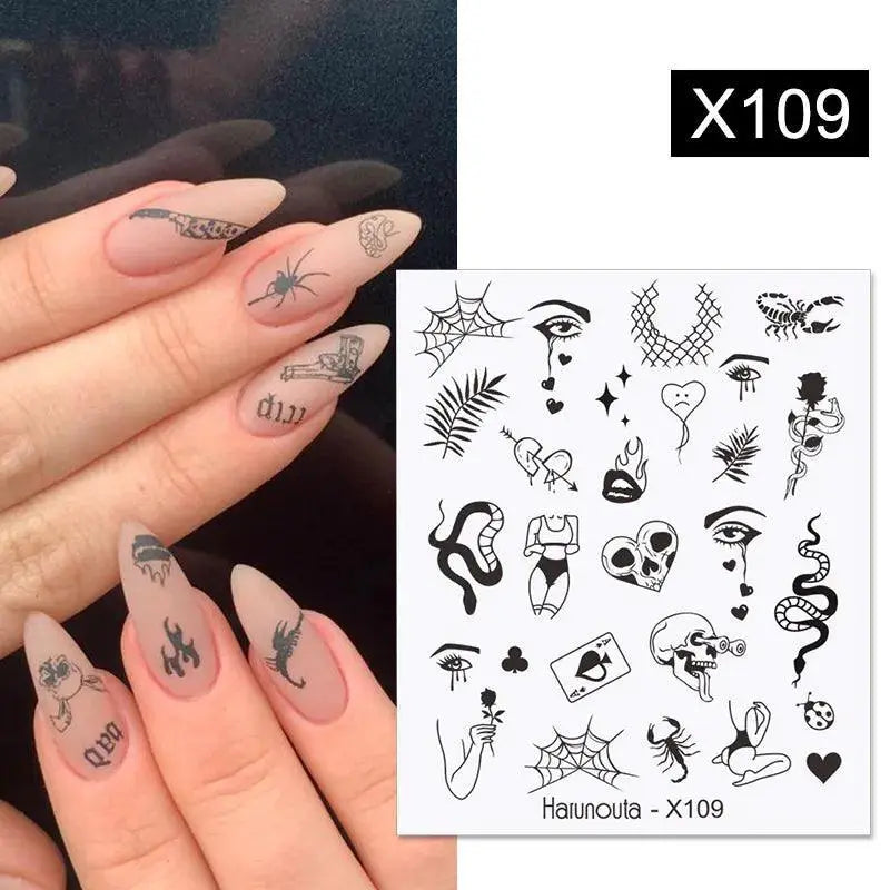 Floral Geometric Nail Art Water Decals Easy Nail Transfer