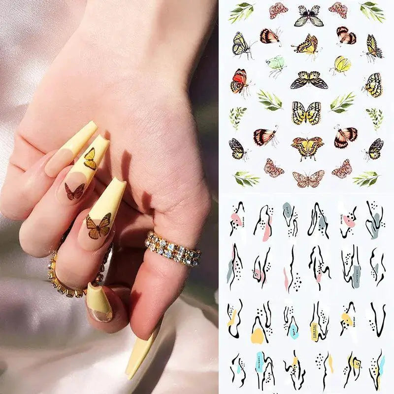 Floral Geometric Nail Art Water Decals Easy Nail Transfer