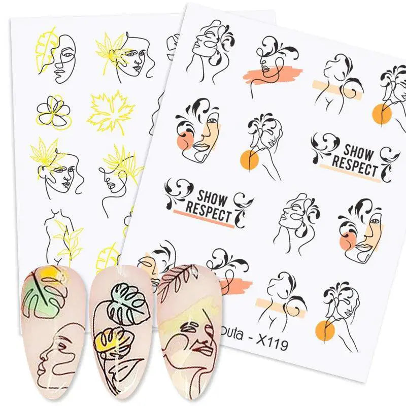 Floral Geometric Nail Art Water Decals Easy Nail Transfer