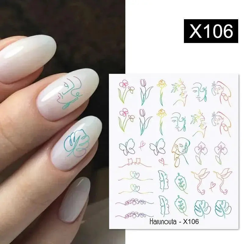 Floral Geometric Nail Art Water Decals Easy Nail Transfer