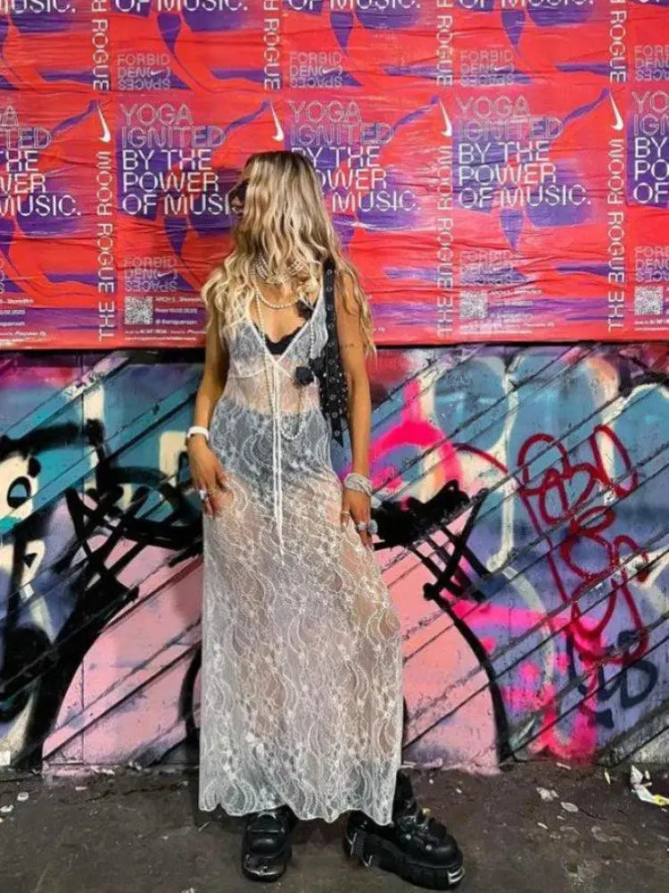 Floral Lace Slip Dress for Beach Parties and Club Nights