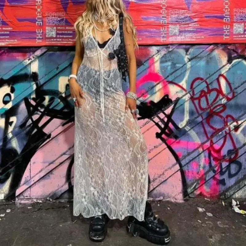 Floral Lace Slip Dress for Beach Parties and Club Nights