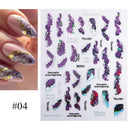 Floral Marble 3D Nail Stickers Spring Manicure Decals Set