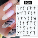 Floral Marble 3D Nail Stickers Spring Manicure Decals Set