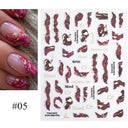 Floral Marble 3D Nail Stickers Spring Manicure Decals Set