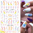 Floral Marble 3D Nail Stickers Spring Manicure Decals Set