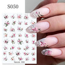 Floral Marble 3D Nail Stickers Spring Manicure Decals Set