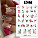 Floral Marble 3D Nail Stickers Spring Manicure Decals Set