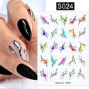 Floral Marble 3D Nail Stickers Spring Manicure Decals Set