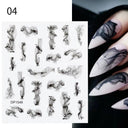 Floral Marble 3D Nail Stickers Spring Manicure Decals Set