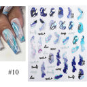 Floral Marble 3D Nail Stickers Spring Manicure Decals Set