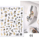 Floral Marble 3D Nail Stickers Spring Manicure Decals Set