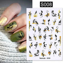 Floral Marble 3D Nail Stickers Spring Manicure Decals Set