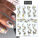 Floral Marble 3D Nail Stickers Spring Manicure Decals Set
