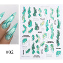 Floral Marble 3D Nail Stickers Spring Manicure Decals Set