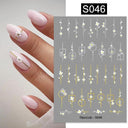 Floral Marble 3D Nail Stickers Spring Manicure Decals Set