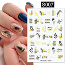 Floral Marble 3D Nail Stickers Spring Manicure Decals Set