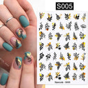 Floral Marble 3D Nail Stickers Spring Manicure Decals Set