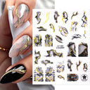 Floral Marble 3D Nail Stickers Spring Manicure Decals Set