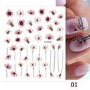 Floral Marble 3D Nail Stickers Spring Manicure Decals Set