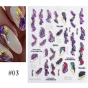 Floral Marble 3D Nail Stickers Spring Manicure Decals Set