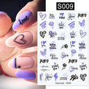 Floral Marble 3D Nail Stickers Spring Manicure Decals Set