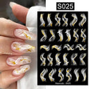Floral Marble 3D Nail Stickers Spring Manicure Decals Set
