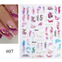 Floral Marble 3D Nail Stickers Spring Manicure Decals Set
