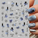 Floral Marble 3D Nail Stickers Spring Manicure Decals Set