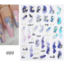 Floral Marble 3D Nail Stickers Spring Manicure Decals Set