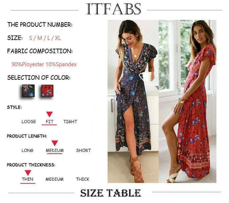 Floral Maxi Sundress Boho Chic Summer Beach Party Dress